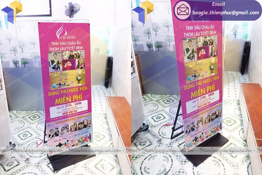 Standee đế sắt chịu gió giá rẻ tại xưởng sản xuất Thiên Phúc